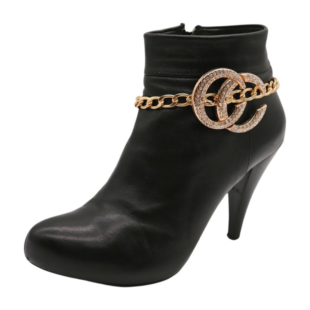 New Women Gold Metal Boot Chain Bracelet Anklet Shoe Bling Circle Charm Fancy